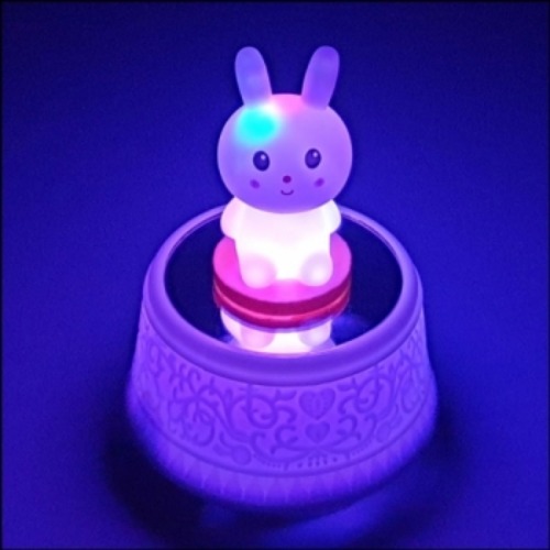 LED 회전 오르골 뮤직 박스(흰 토끼)